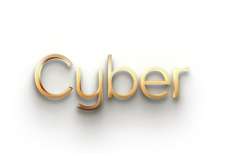 WORD CYBER gold 3D text effects art typography PNG images free